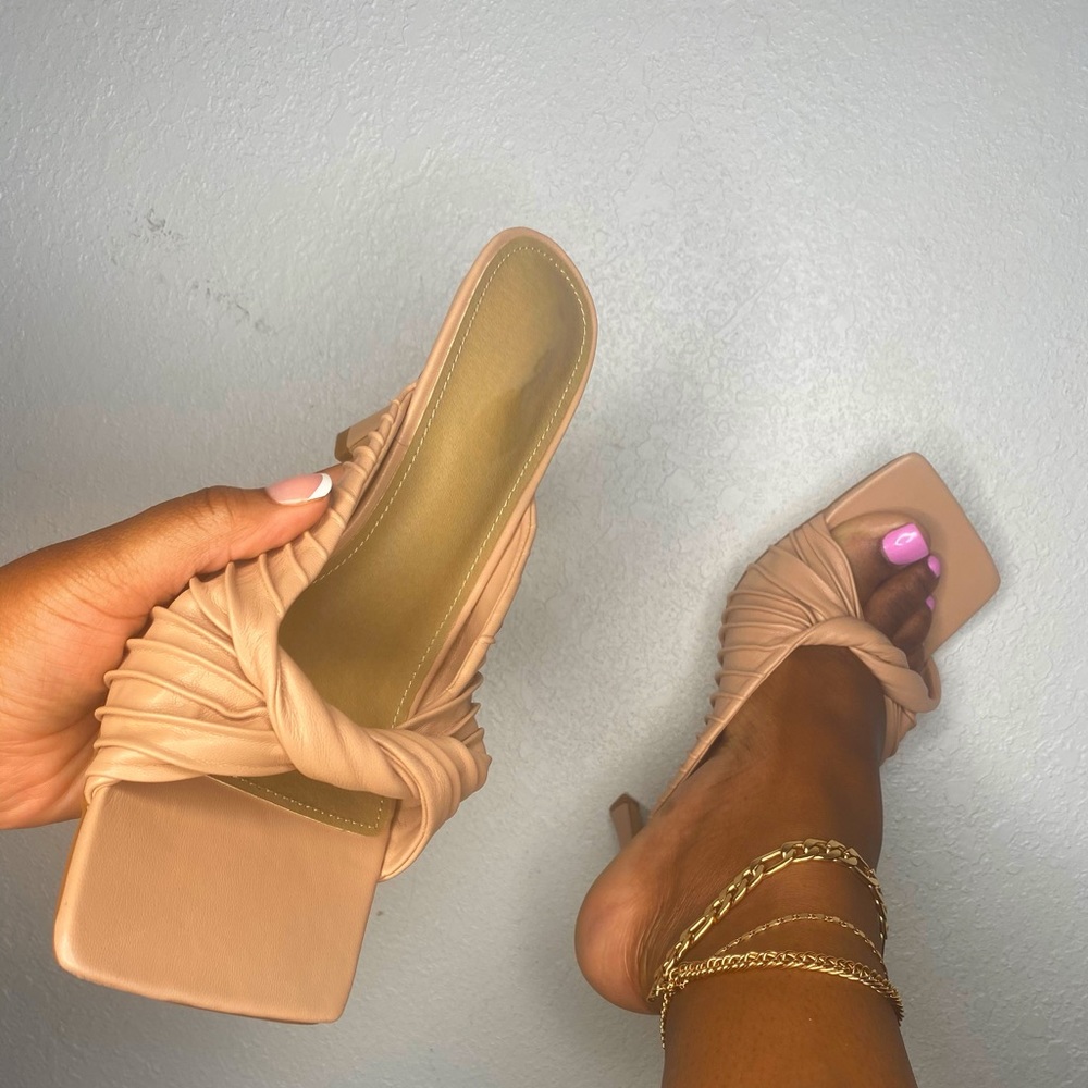 Brand new nude slip on mules